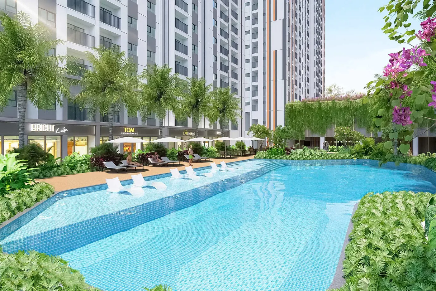 Phối cảnh hồ bơi của khu căn hộ K-Home Cityview.